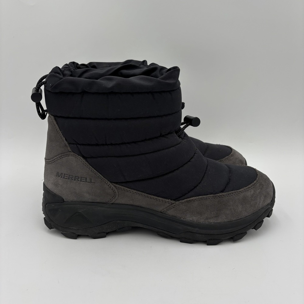 Merrell Winter Moc Zero Tall Snow Boots Mens Size 12 Black Gray Insulated